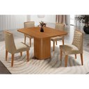 Ver imagem 1 de Conjunto: Mesa Sala Jantar Maldivas C/ Tampo Madeirado Canto Curvo 90x90cm e 4 Cadeiras Maldivas