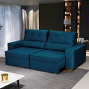 Ver imagem 2 de Sofá Baú Retrátil e Reclinável 5 Lugares 250cm Veludo Nobre La Plata Yescasa