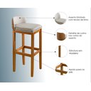 Ver imagem 4 de Kit 3 Banqueta Alta Bar Balcão Onix Sofisticada Resistente Banco Área Gourmet Pés Madeira