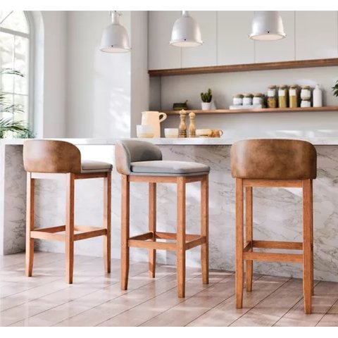 Kit 3 Banqueta Alta Bar Balcão Onix Sofisticada Resistente Banco Área Gourmet Pés Madeira