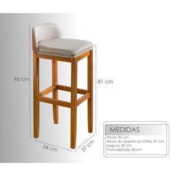 Kit 3 Banqueta Alta Bar Balcão Onix Sofisticada Resistente Banco Área Gourmet Pés Madeira - 8
