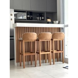 Kit 3 Banqueta Alta Bar Balcão Onix Sofisticada Resistente Banco Área Gourmet Pés Madeira - 6