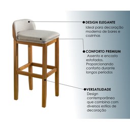 Kit 3 Banqueta Alta Bar Balcão Onix Sofisticada Resistente Banco Área Gourmet Pés Madeira - 5