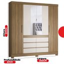 Ver imagem 3 de Guarda Roupa Casal 4 Portas Cadis Touch Móveis Marrom/Amendola/Off White
