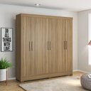 Ver imagem 1 de Guarda Roupa Casal 6 Portas 3 Gavetas Prático Móveis Marrom/Amendola