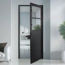 Ver imagem 2 de Porta Social Lambril Alumínio Preto 2.10 X 80 Lado Direito – Hale