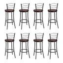 Ver imagem 5 de Kit 8 Banquetas Altas Pretas com Assento Estofado e Encosto para Bancada Cozinha Preto/Marrom