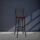 Ver imagem 4 de Kit 8 Banquetas Altas Pretas com Assento Estofado e Encosto para Bancada Cozinha Preto/Marrom