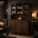 Ver imagem 2 de Cristaleira Rústica Madeira Maciça Sala Jantar Armário Chão:cafe