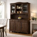 Ver imagem 1 de Cristaleira Rústica Madeira Maciça Sala Jantar Armário Chão:cafe