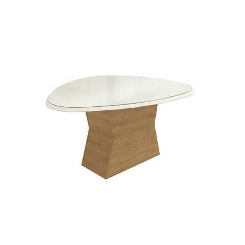 Mesa P/ Cozinha Tilia C/ Tampo Madeirado C/ Vidro 135x105cm Off White Vidro Off White - Kappesberg