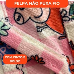 Roupão Aveludado Lepper Estampado Personagens Infantil Peppa Pig P - 3