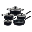 Ver imagem 1 de Jogo de Panelas Glenz 5 Peças Cinza em Alumínio com Revestimento Interno Starflon Crystals e Externo