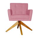 Ver imagem 1 de Poltrona Decorativa Onix Pés Giratório de Madeira Suede Rosa - DS Estofados