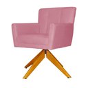 Ver imagem 2 de Poltrona Decorativa Onix Pés Giratório de Madeira Suede Rosa - DS Estofados