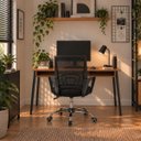 Ver imagem 3 de Mesa Escrivaninha Niara com Nicho Home Office Preto/Canela 100cm
