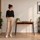 Ver imagem 5 de Mesa Escrivaninha Niara com Nicho Home Office Preto/Canela 100cm