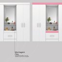 Ver mais imagens de Guarda Roupa Solteiro 4 Portas com Espelho e Capelinha Lord Branco/Rosa