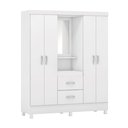 Ver imagem 2 de Guarda Roupa Solteiro 4 Portas com Espelho e Capelinha Lord Branco/Rosa