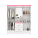 Ver imagem 5 de Guarda Roupa Solteiro 4 Portas com Espelho e Capelinha Lord Branco/Rosa