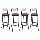 Ver imagem 2 de Kit 4 Banquetas Altas Pretas com Assento Estofado e Encosto para Bancada Cozinha Preto/Marrom