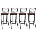 Ver imagem 6 de Kit 4 Banquetas Altas Pretas com Assento Estofado e Encosto para Bancada Cozinha Preto/Marrom