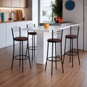 Ver imagem 4 de Kit 4 Banquetas Altas Pretas com Assento Estofado e Encosto para Bancada Cozinha Preto/Marrom