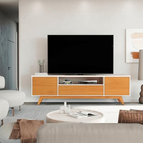 Rack para Tv 75 Polegadas Sala de Estar Off White Nature