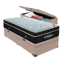 Ver imagem 1 de Cama Box Baú Solteiro Bege e Colchão Elegant Superpocket Molas Ensacadas Ortobom