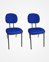 Ver imagem 1 de Kit 2 Cadeiras Fixas Azul Secretaria Pé Palito Estofado em Couro Sintético