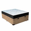Ver imagem 1 de Cama Box Baú Casal 138 Suede Bege com Colchão Espuma D33 Marrocos 30cm