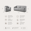 Ver mais imagens de Conjunto Sofá Living Ísis e Duas Poltronas Tecido Impermeável Pet Friendly Linho Cinza Claro 2,10m