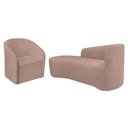Ver imagem 1 de Kit Sofá Curvo França 160cm L.e e Poltrona Luiza Max Conforto, Elegância e Design Moderno Linho