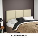 Ver imagem 2 de Cabeceira Cama Box King Valência 1.95 Painel Modulado Corino Areia - LH Móveis