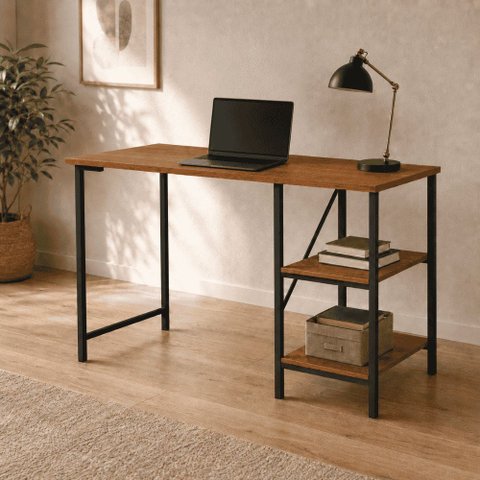 Escrivaninha Industrial Office Star 120cm 2 Prateleiras Klm Móveis