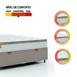Cama Box Baú Colchão Casal King Molas Ensacadas Real 193x203x68cm Bege / Branco Inducol - 6