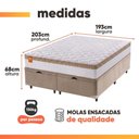 Ver imagem 2 de Cama Box Baú Colchão Casal King Molas Ensacadas Real 193x203x68cm Bege / Branco Inducol