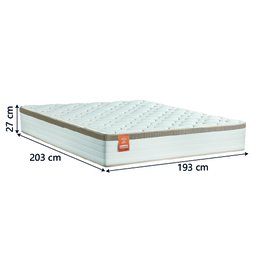 Cama Box Baú Colchão Casal King Molas Ensacadas Real 193x203x68cm Bege / Branco Inducol - 5