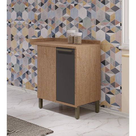 Balcão de Cozinha Canto Reto com 1 Porta e Tampo 100% Mdf Vicenza Espresso Móveis