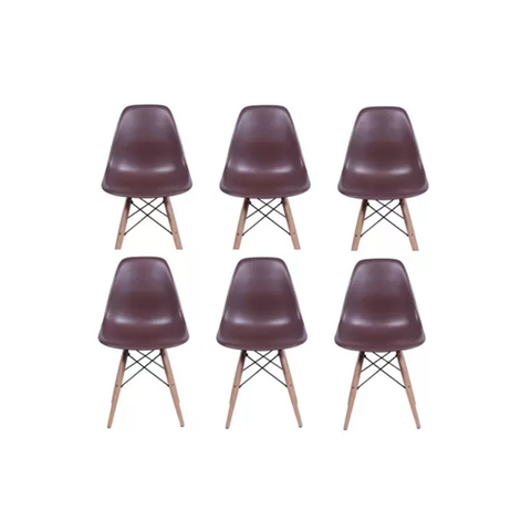 Kit 6 Cadeiras Charles Eames Eiffel Café Base Madeira Sala Cozinha Jantar - Bering