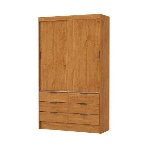 Guarda Roupa Sevilha 2 Portas de Correr 6 Gavetas MDP Cinamomo Carioca Móveis