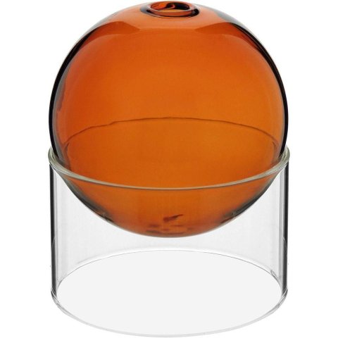 Vaso Decorativo Enfeite Casa Esfera com Suporte Vidro 10x10x10cm Âmbar