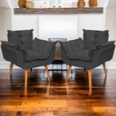 Ver imagem 6 de Kit 3 Poltronas Decorativa Alice Pé Trapézio 30cm Castanho - Suede
