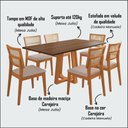 Ver imagem 4 de Mesa Restaurante Julia 1,6m Freijó Pés Cerejeira 6 Cadeiras Manuela Salão Atendimento - Bege Veludo