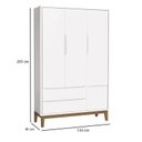 Ver imagem 4 de Berço Americano e Guarda Roupa 3 Portas New Classic Branco com Pés Madeira e Colchão Gazin –