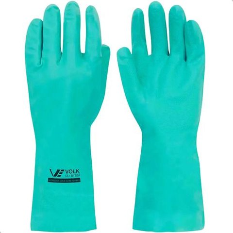 Luva Nitril c/Forro Antiderrapante Verde Slim P- Volk