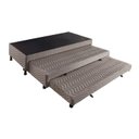 Ver imagem 1 de Cama Box Base c/Auxiliar Solteiro Universal Rústico Bordado Brown (88x188x32) - Paropas