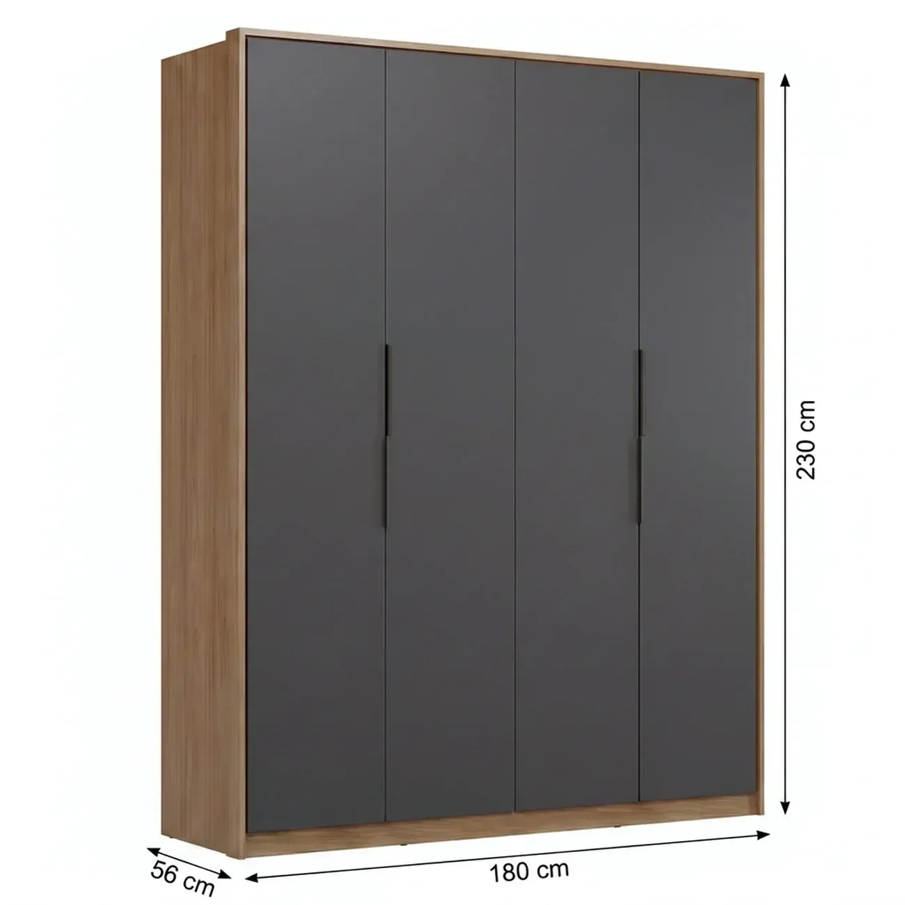 Ver imagem 3 de Guarda Roupa Casal 4 Portas e 3 Gavetas 230 x 180cm Attore Amêndola Touch/Grafito Cinza