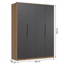 Ver imagem 3 de Guarda Roupa Casal 4 Portas e 3 Gavetas 230 x 180cm Attore Amêndola Touch/Grafito Cinza