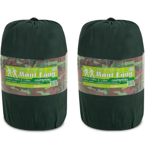 Kit 2 Colchonetes Casal Camuflado 190x130cm com Bolsa para Transporte - Emcompre